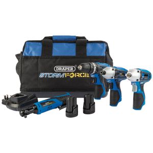 Draper - Draper Storm Force® 10.8V Power Interchange 4 Piece Kit (2x 1.5Ah Batteries, Charger and Bag)