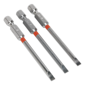 Sealey Power Tool Bit Slotted 4mm Colour-Coded S2 75mm Pack of 3
