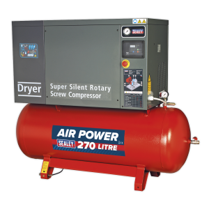 Sealey Screw Compressor 270L 10hp 3ph Low Noise with Dryer