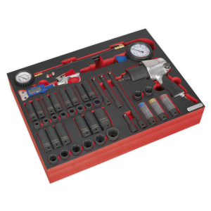 Sealey Tool Tray with Impact Wrench, Sockets & Tyre Tool Set 42pc