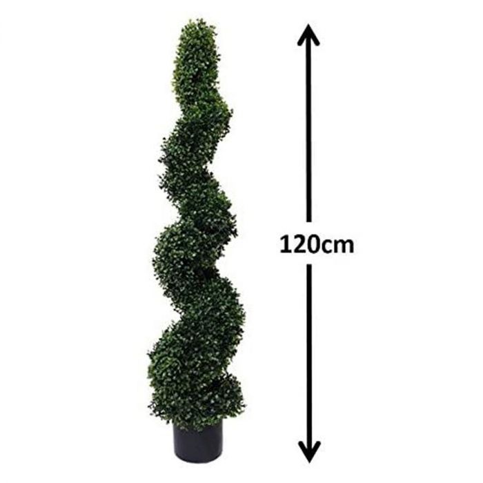 4ft/120cm 2 x Artificial Topiary Boxwood Spiral Trees 
